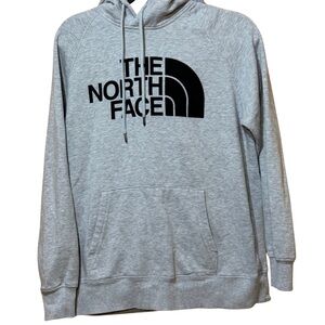 The North Face Gray Hoodie Sweatshirt Women’s Medium Drawstring Cotton Blend